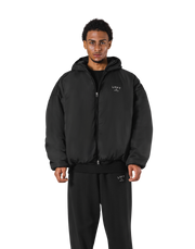 Oversize Hooded Puffer Jacket - Black