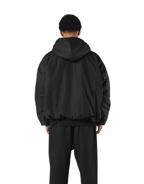 Oversize Hooded Puffer Jacket - Black