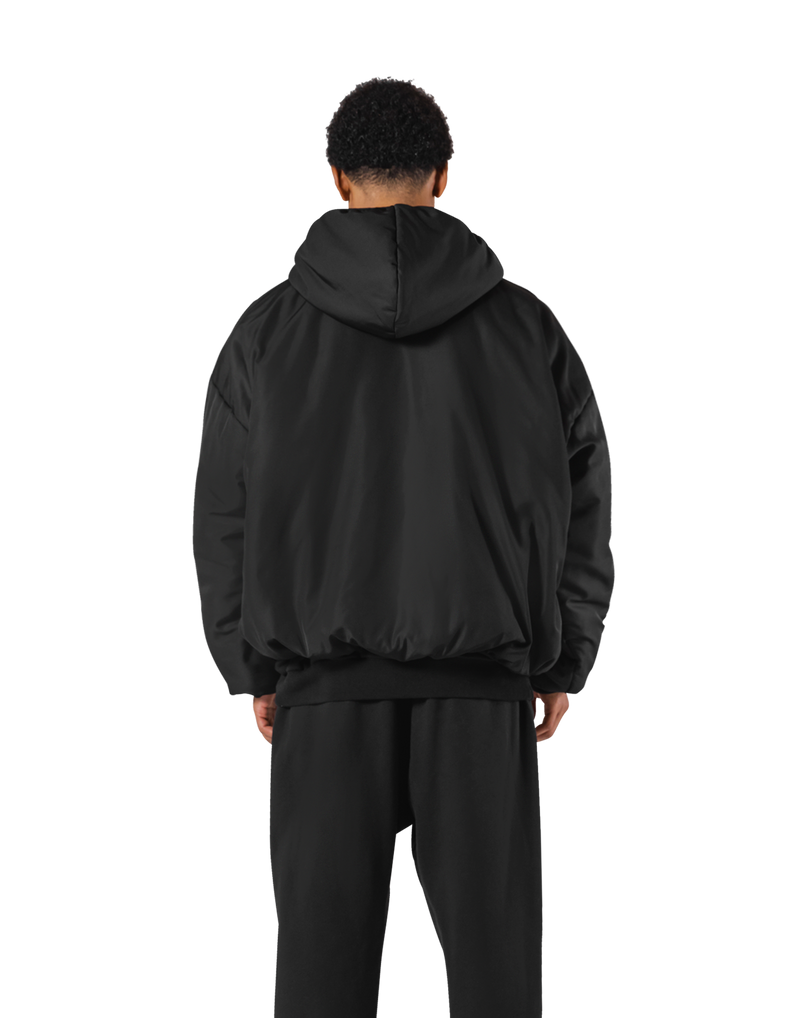 Oversize Hooded Puffer Jacket - Black