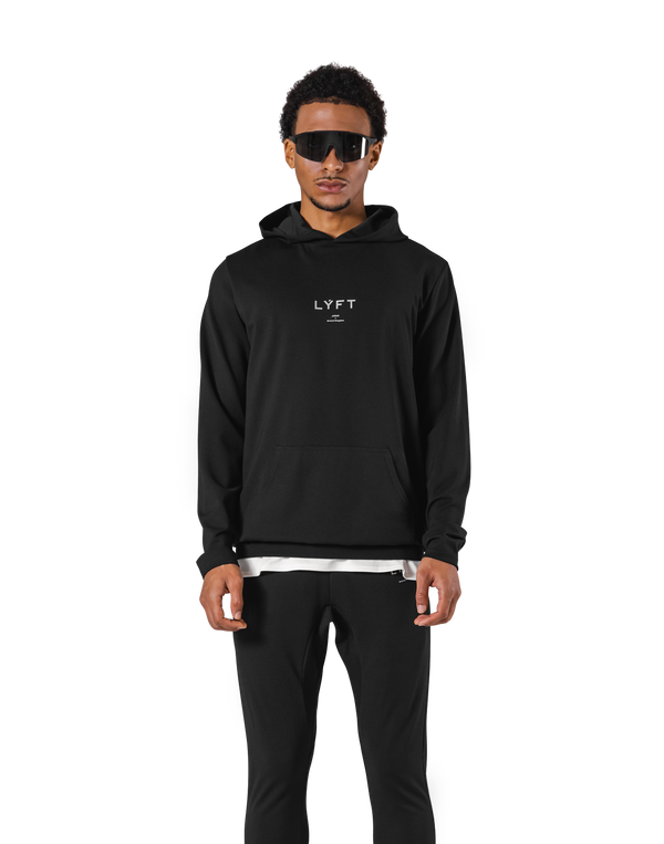 Standard Fit Stretch Pullover Hoodie - Black