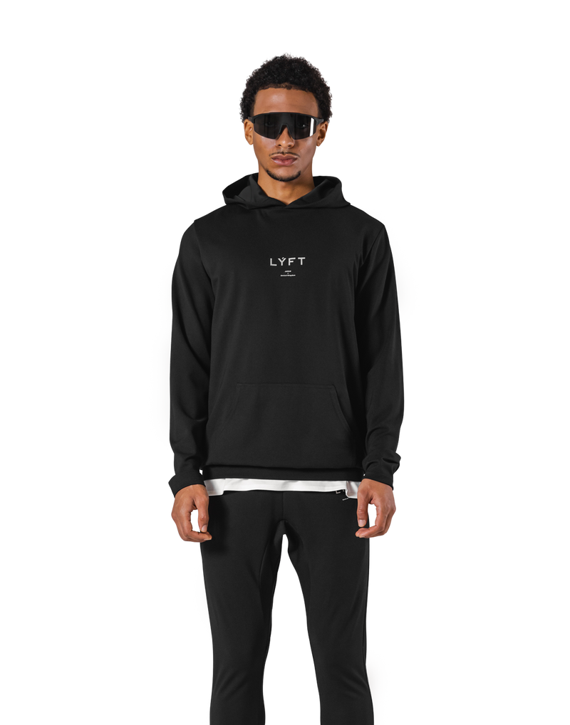 Standard Fit Stretch Pullover Hoodie - Black