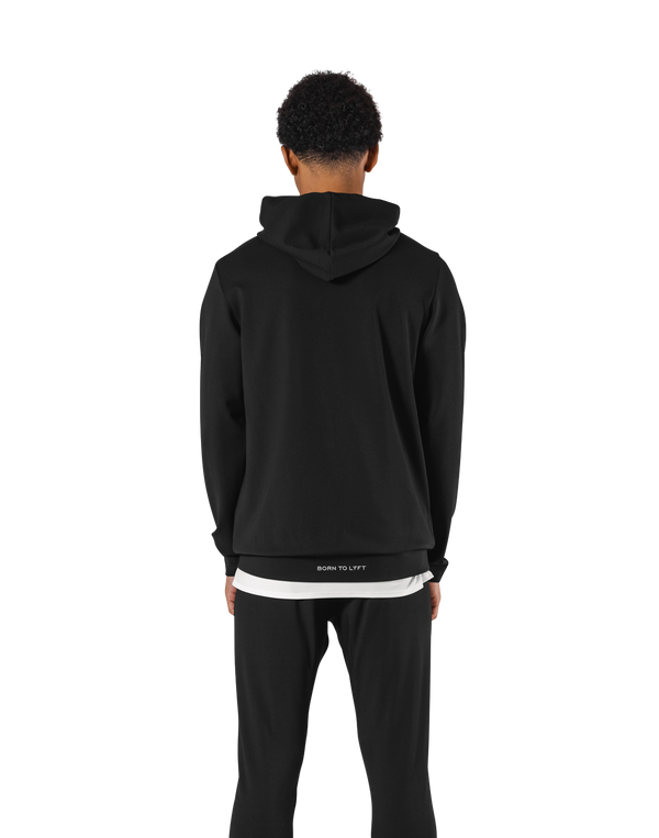 Standard Fit Stretch Pullover Hoodie - Black