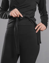 Comfortable Slim Wrap Top - Black