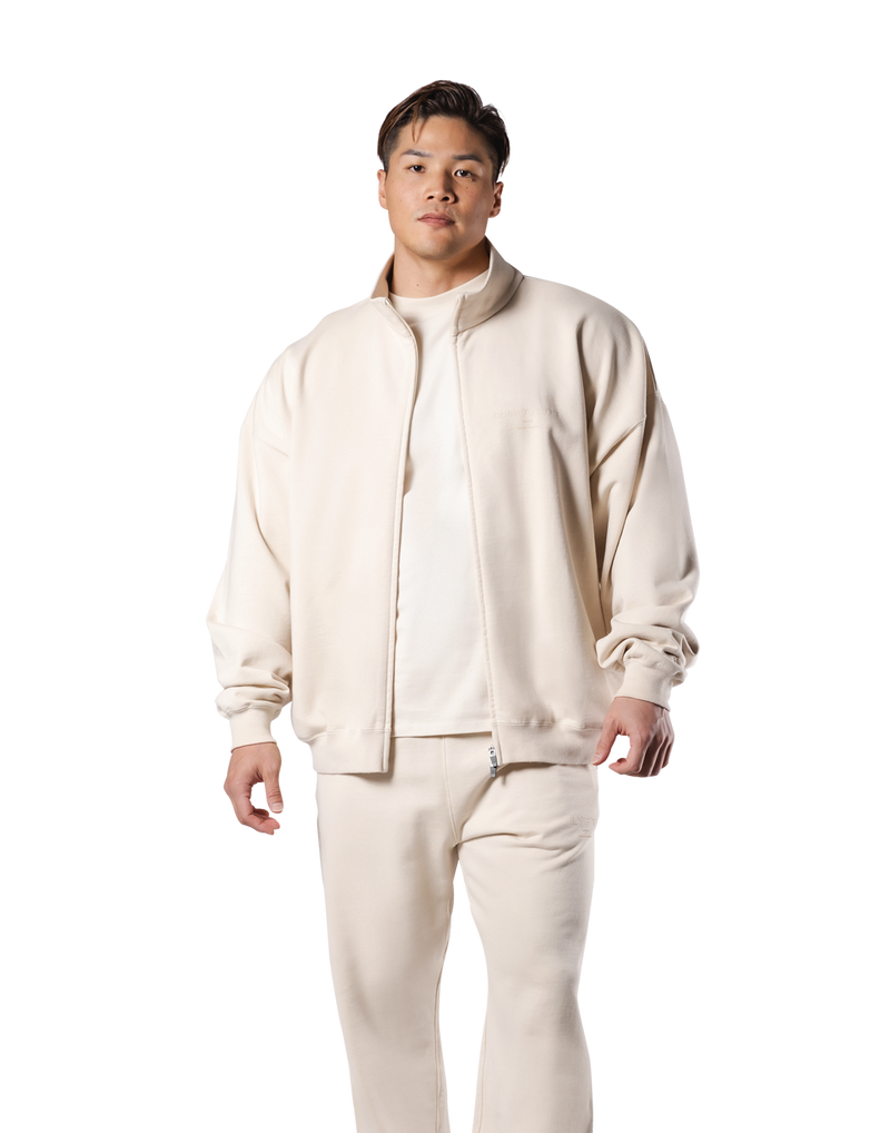 Stand Collar Zip-Up Oversize Sweat Jacket - Ivory – LÝFT Stand Collar Zip-Up Oversize Sweat Jacket - Ivory – LÝFT