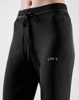 Rib Knit Flare Pants - Black