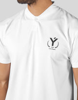 Laurel Y Stretch Button Neck T-Shirt - White