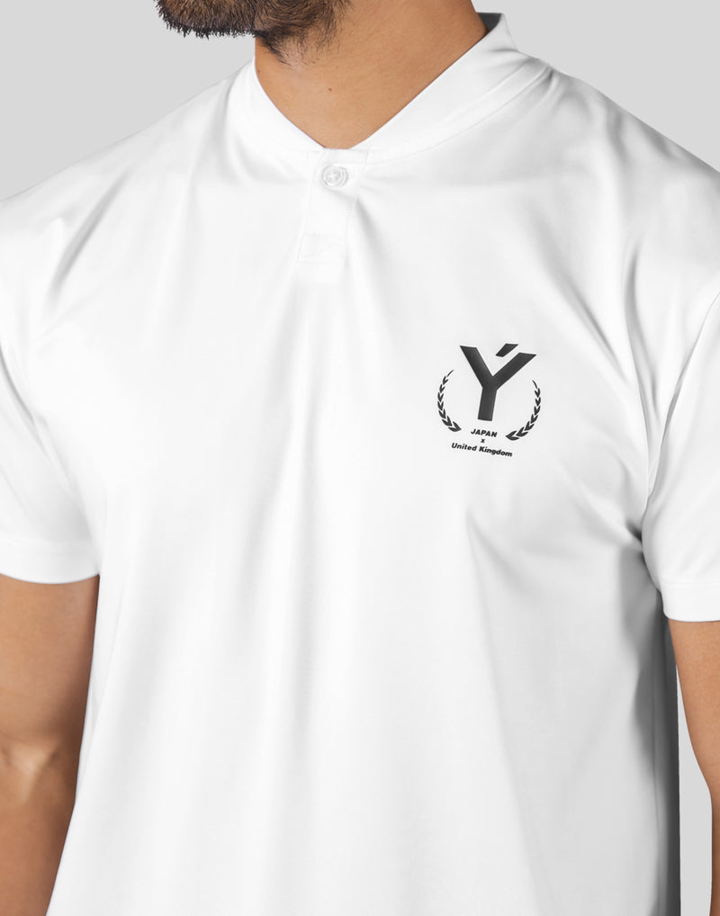 Laurel Y Stretch Button Neck T-Shirt - White