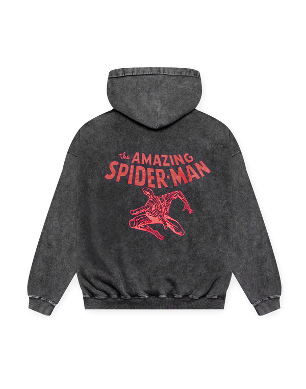 SPIDER-MAN Back Print Vintage Hoodie - Black