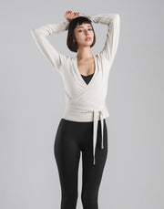 Comfortable Slim Wrap Top - Ivory