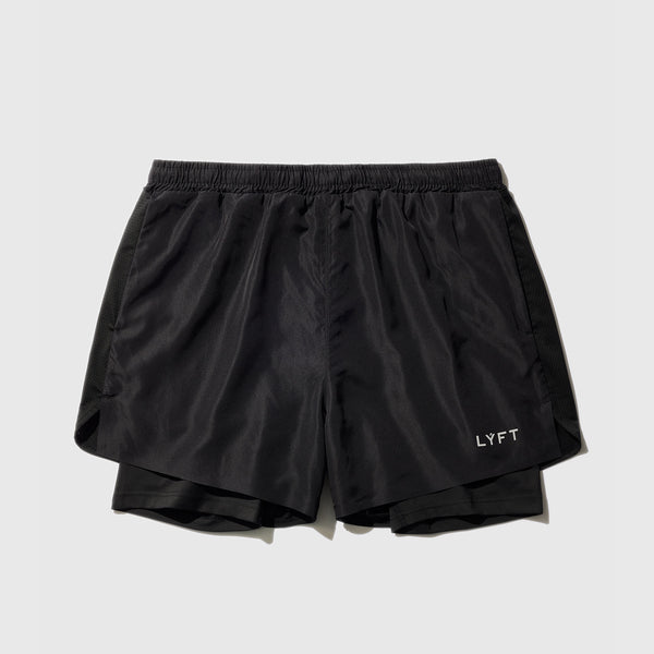 Fire Print Layered Stretch Shorts - Black – LÝFT