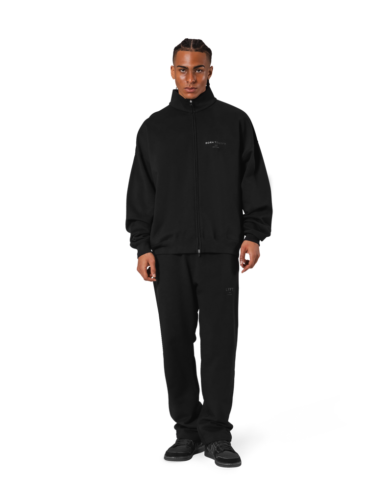 Stand Collar Zip-Up Oversize Sweat Jacket - Black – LÝFT Stand Collar Zip-Up Oversize Sweat Jacket - Black – LÝFT