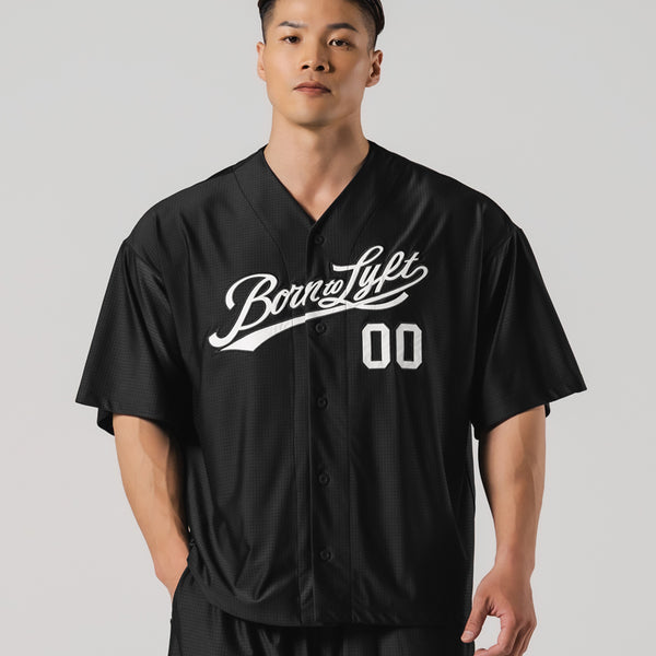 トップス LYFT SCRIPT LOGO MESH BASEBALL SHIRT Script Logo Mesh Baseball Shirt - Black – LÝFT