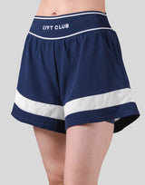 Waist Rib Flare Shorts - Navy