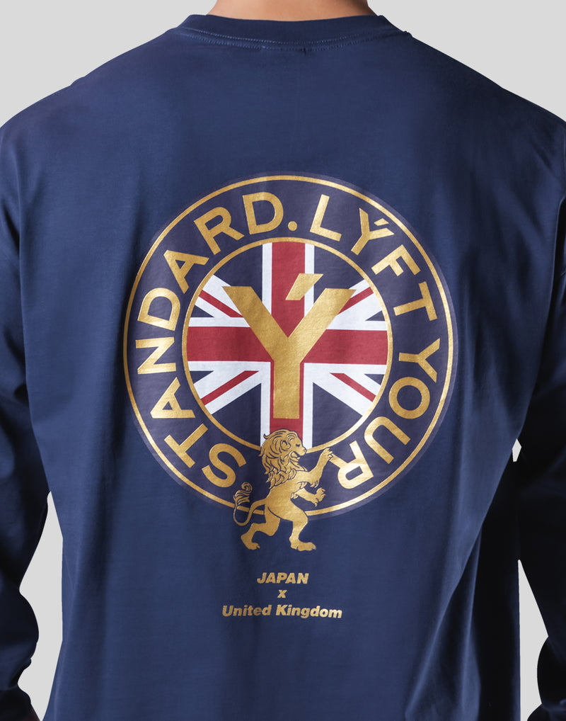 Back Emblem Long T-Shirt - Navy