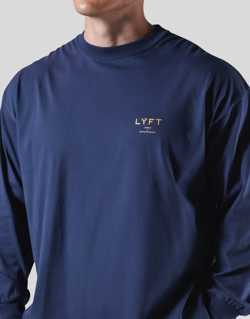Back Emblem Long T-Shirt - Navy
