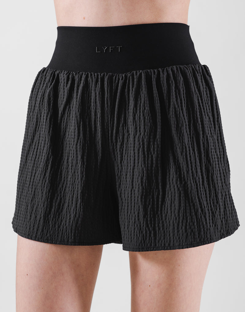 Embossed Nylon Shorts - Black
