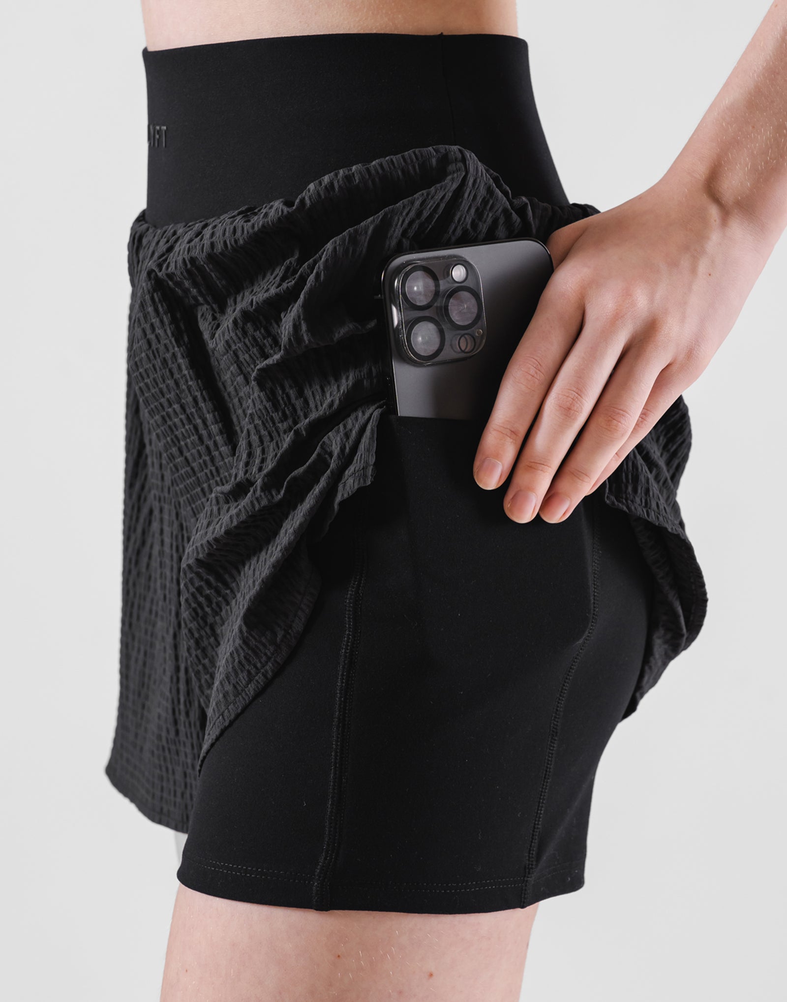 Embossed Nylon Shorts - Black – LÝFT