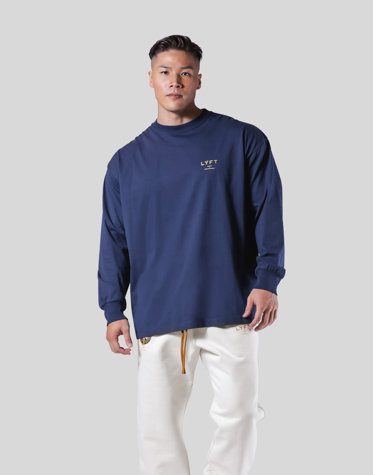 Back Emblem Long T-Shirt - Navy