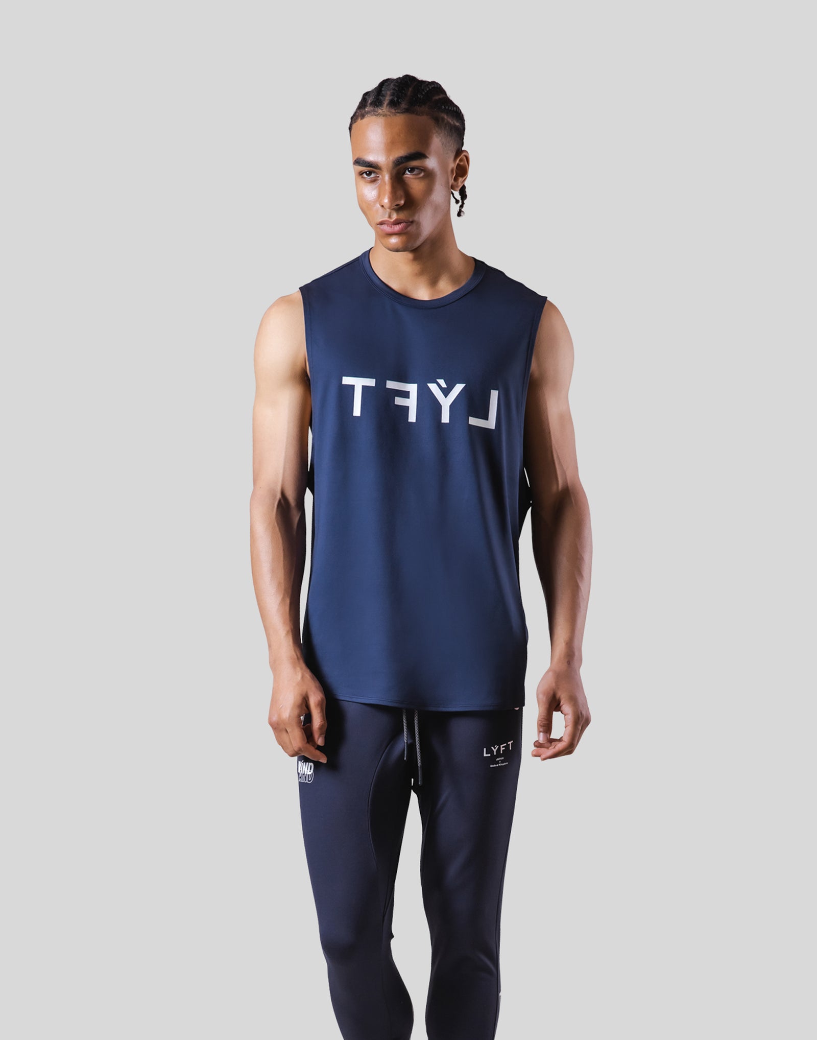 LYFT ノースリーブタンクトップ ネイビー LÝFT × WIND AND SEA Stretch Loose Fit Tanktop - Navy