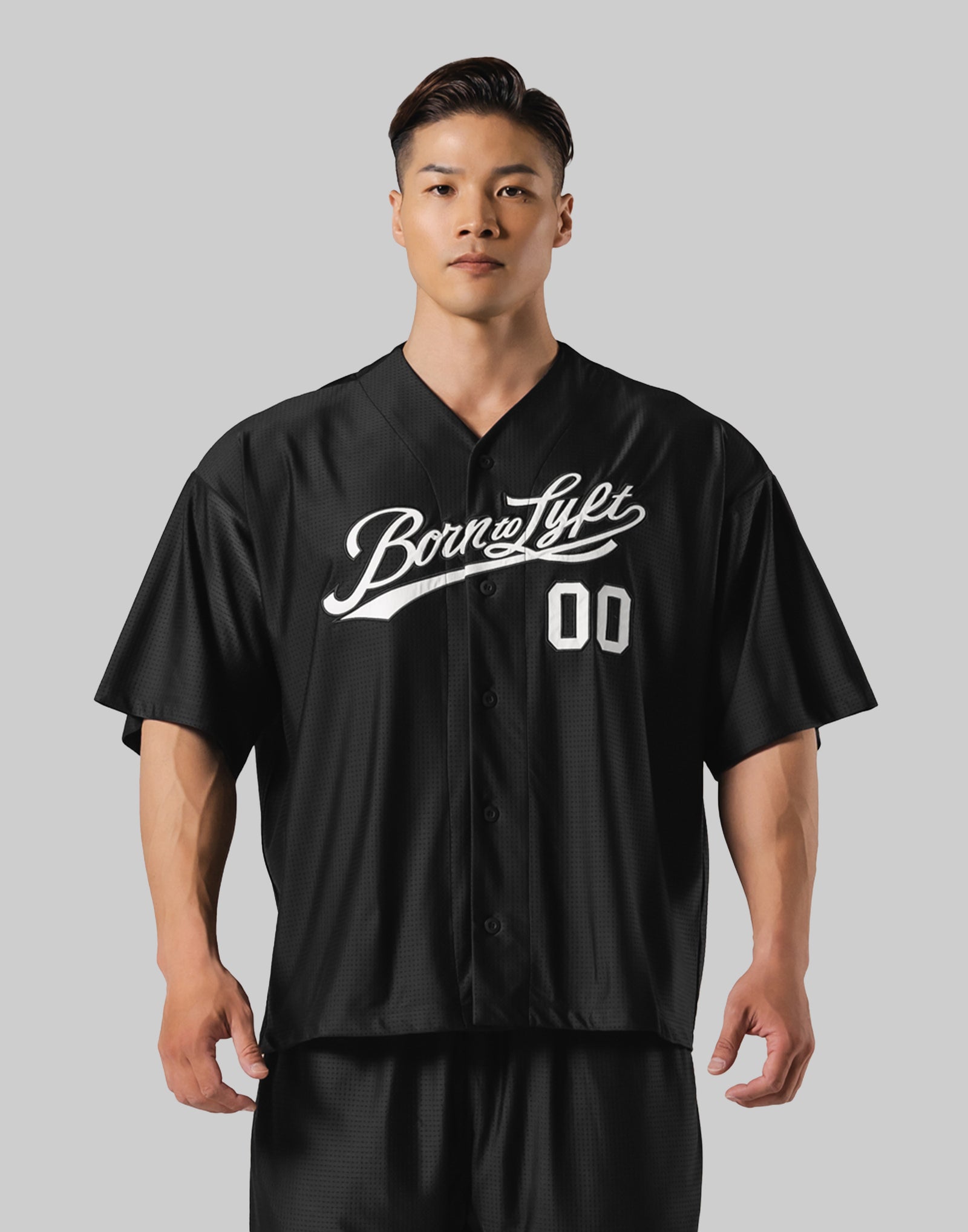 Script Logo Mesh Baseball Shirt - Black – LÝFT