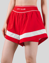 Waist Rib Flare Shorts - Red
