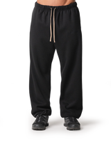 Wool Like Wide Long Pants - Black