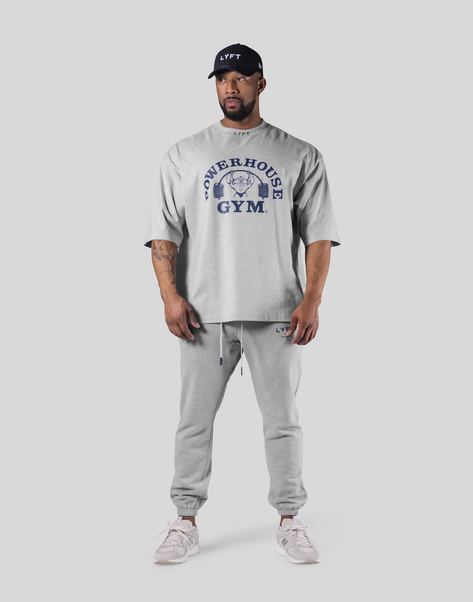 LÝFT × Power House Gym Extra Big T-Shirt - Grey