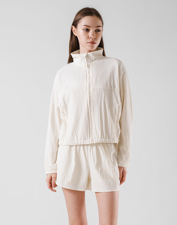 Embossed Nylon Windbreaker - White