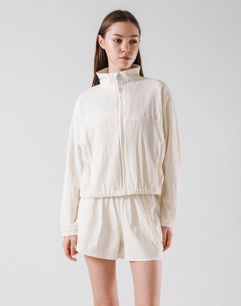 Embossed Nylon Windbreaker - White