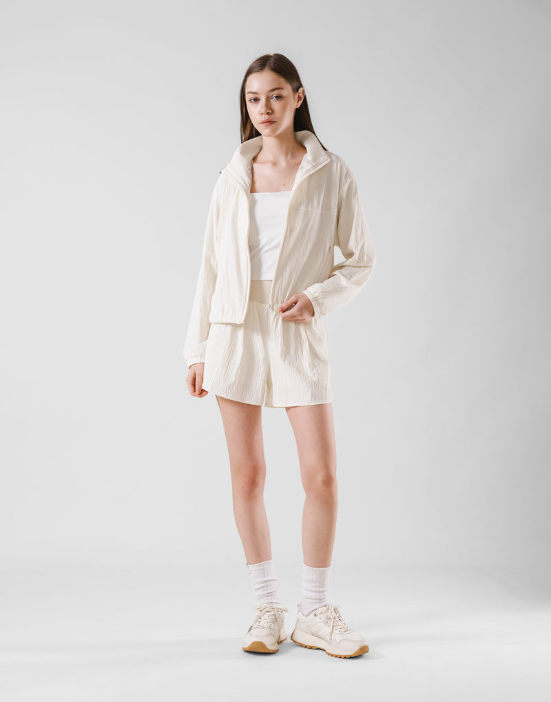 Embossed Nylon Windbreaker - White