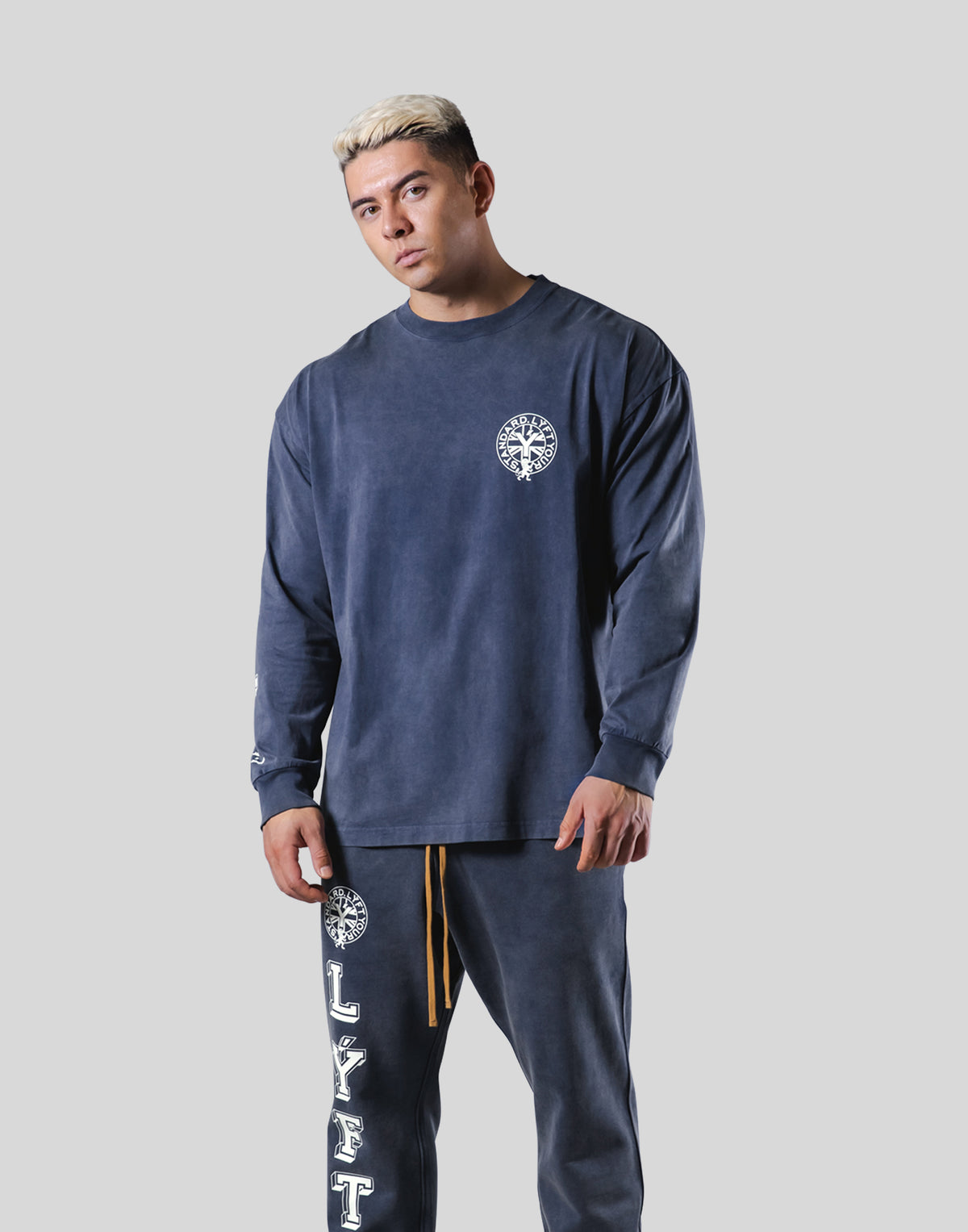 College Logo Vintage Long T-Shirt - Navy