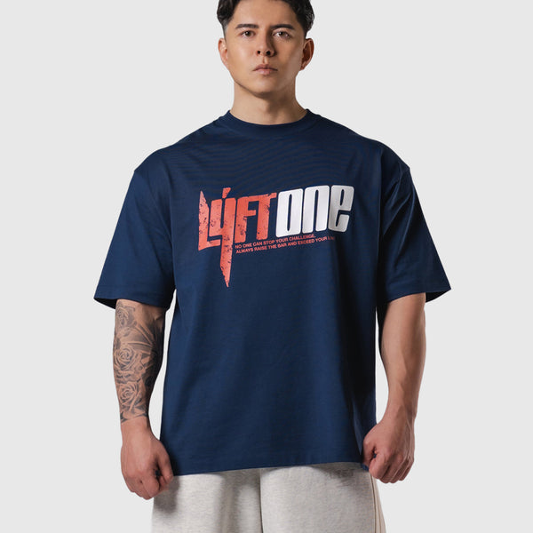 LÝFT ONE Graphic Big T-Shirt - Navy