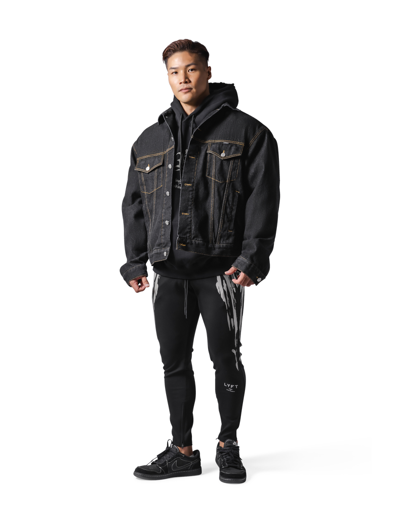 ジャケット・アウター LYFT BACK EMBLEM OVERSIZE TRACK JACKET Back Emblem Denim Jacket - Black – LÝFT