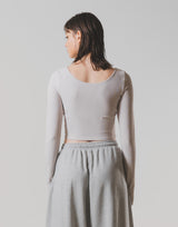 Square Neck Thumbhole Top - Beige