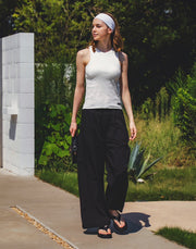 Jacquard Wide Easy Pants - Black