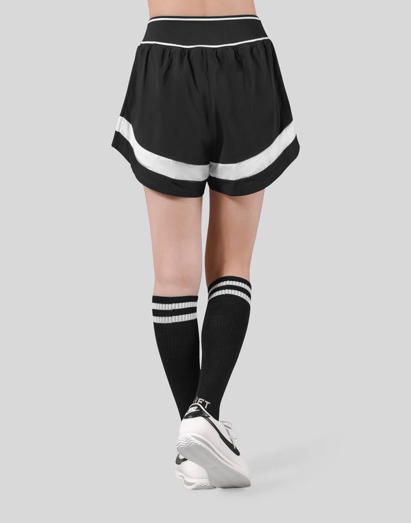 Waist Rib Flare Shorts - Black