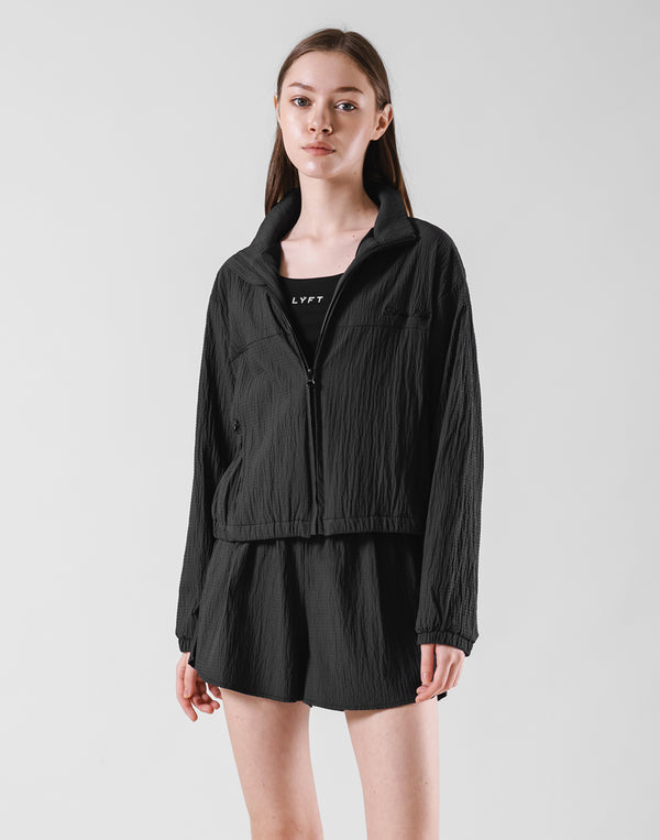 Embossed Nylon Windbreaker - Black