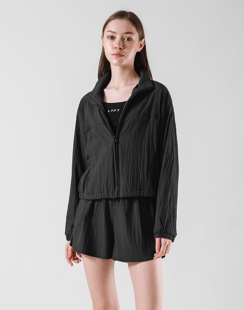 Embossed Nylon Windbreaker - Black