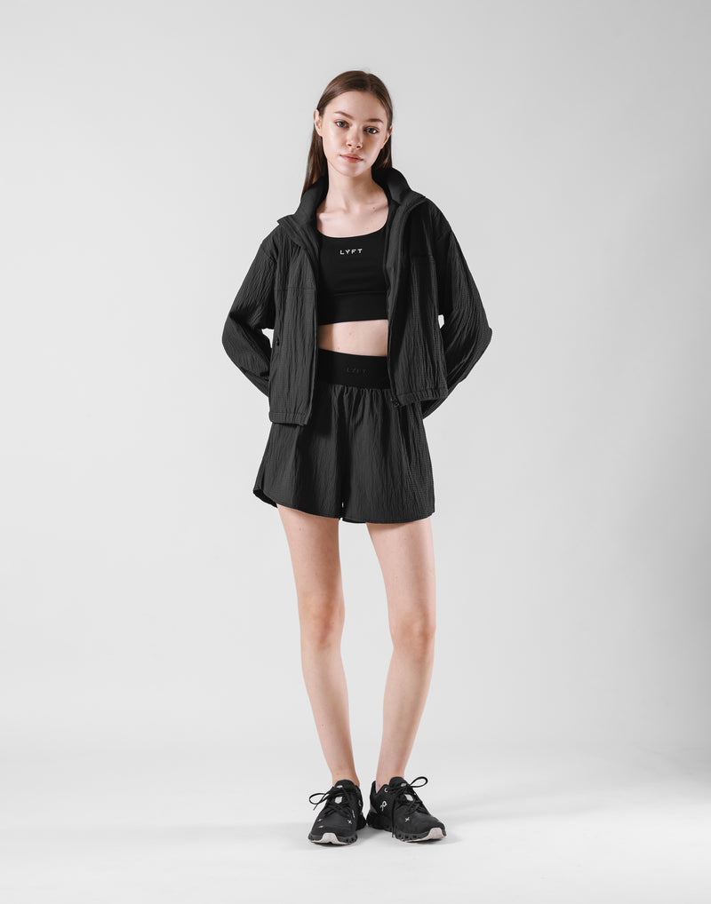 Embossed Nylon Windbreaker - Black