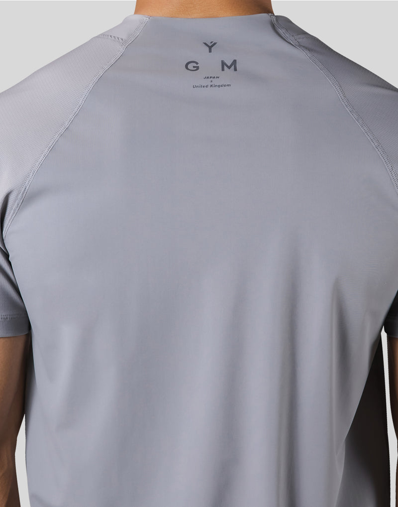 Slim Fit Mesh Sleeve T-Shirt - Grey