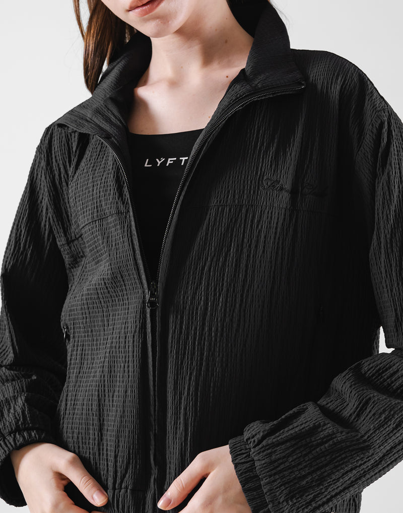 Embossed Nylon Windbreaker - Black