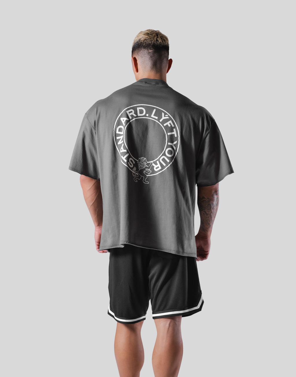 Back Emblem Cut-Off Big T-Shirt - D.Grey – LÝFT