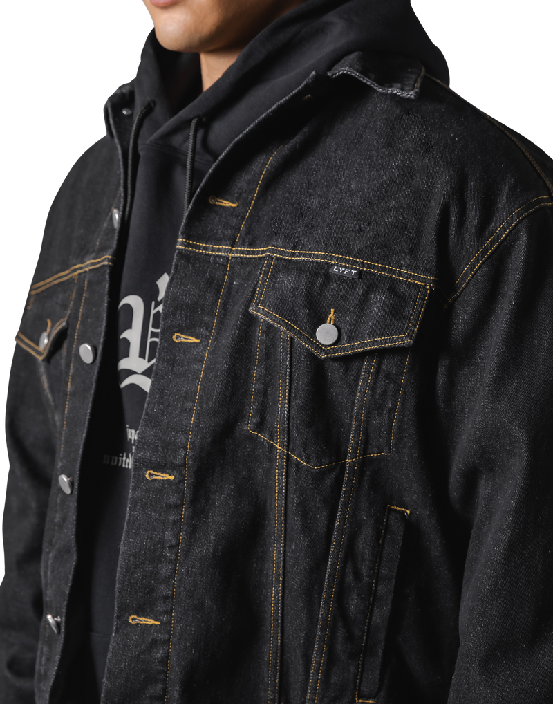 Back Emblem Denim Jacket - Black – LÝFT Back Emblem Denim Jacket - Black – LÝFT