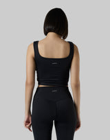 Square Neck Sports Bratop - Black