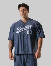 Script Logo Mesh Baseball Shirt - Grey
