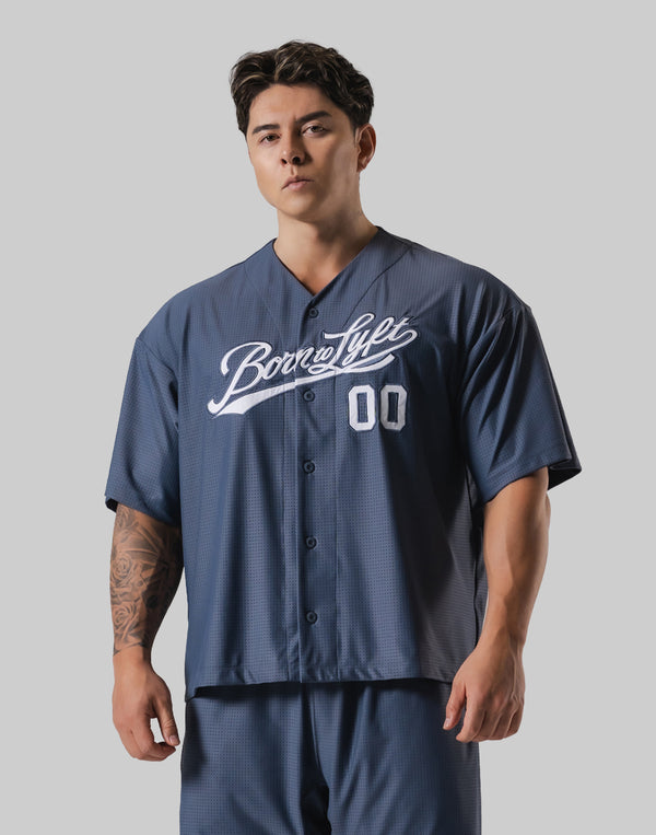 Script Logo Mesh Baseball Shirt - Grey – LÝFT