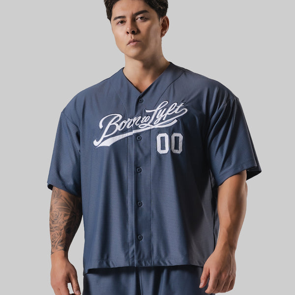 Script Logo Mesh Baseball Shirt - Grey – LÝFT
