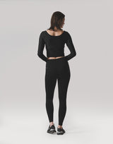 Square Neck Thumbhole Top - Black