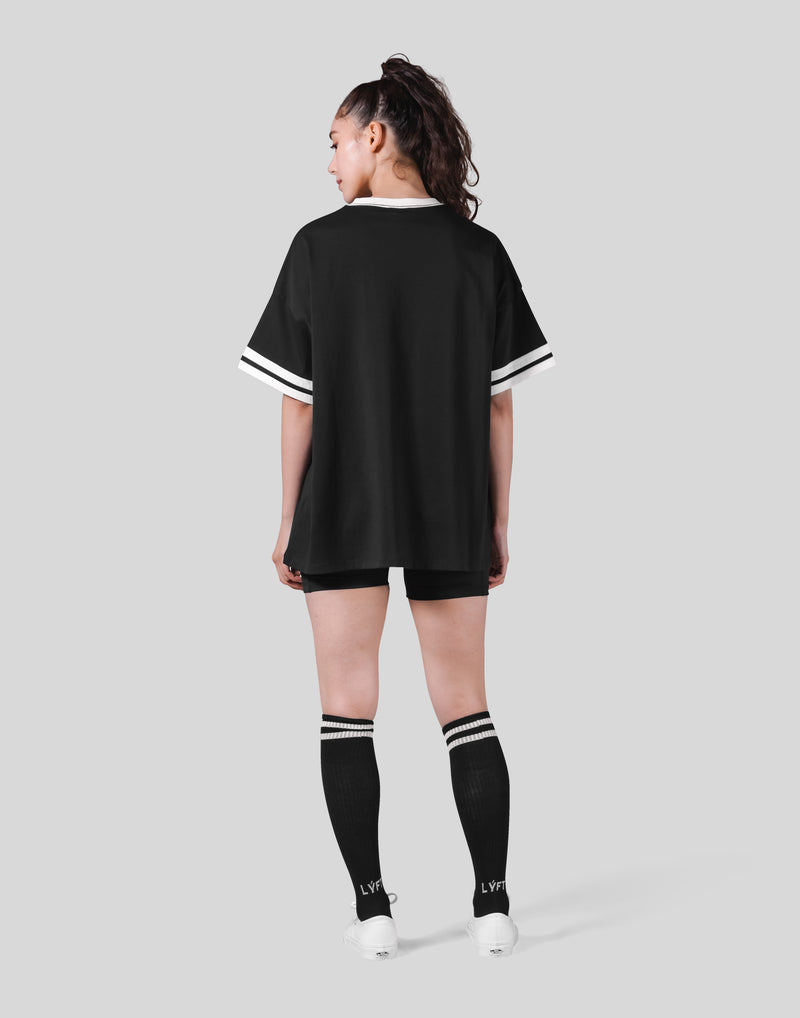 Piping Over Size T-shirt - Black