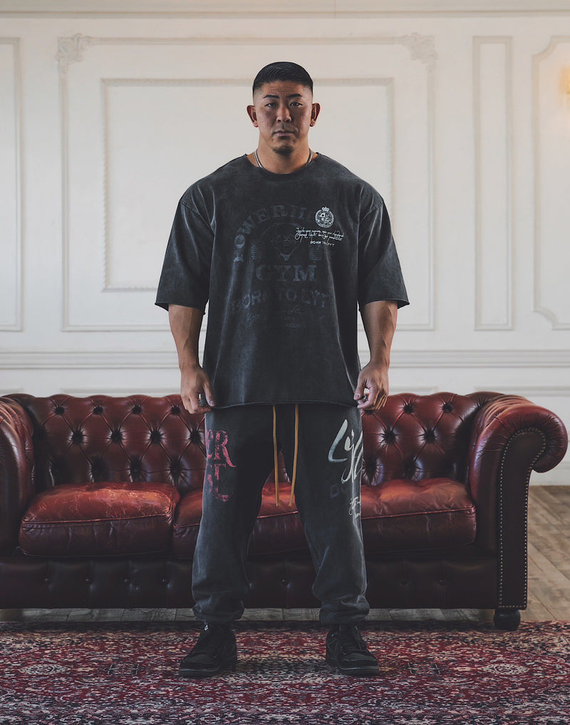 LÝFT × Power House Gym Vintage Extra Big T-Shirt - Black